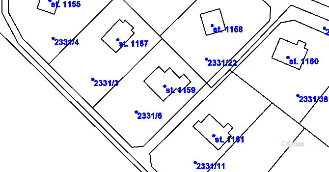 Parcela st. 1159 v KÚ Voznice, Katastrální mapa