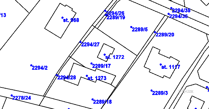 Parcela st. 1272 v KÚ Voznice, Katastrální mapa