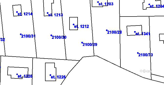 Parcela st. 2100/29 v KÚ Voznice, Katastrální mapa
