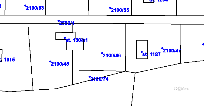 Parcela st. 2100/46 v KÚ Voznice, Katastrální mapa