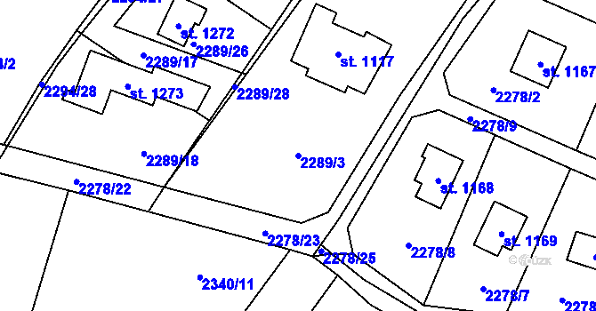 Parcela st. 2289/3 v KÚ Voznice, Katastrální mapa