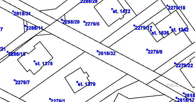 Parcela st. 2618/32 v KÚ Voznice, Katastrální mapa