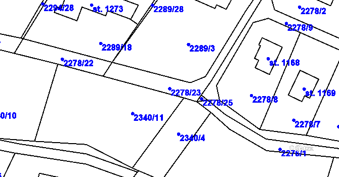 Parcela st. 2278/23 v KÚ Voznice, Katastrální mapa