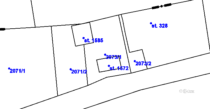 Parcela st. 2073/1 v KÚ Voznice, Katastrální mapa