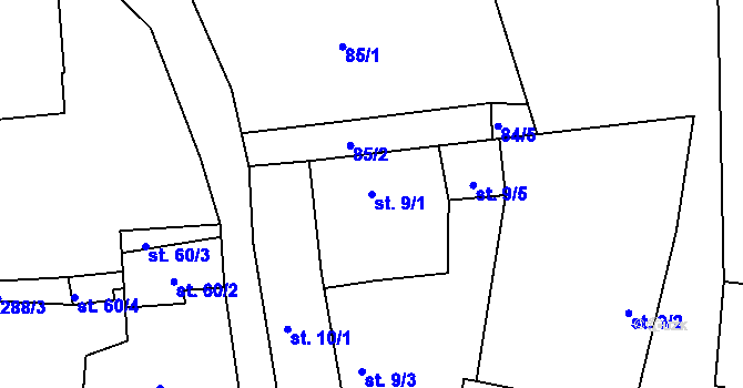 Parcela st. 9/1 v KÚ Slavče, Katastrální mapa
