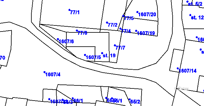 Parcela st. 19 v KÚ Slavče, Katastrální mapa