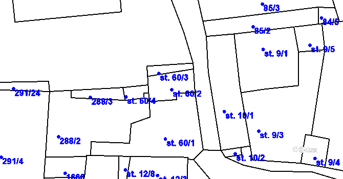 Parcela st. 60/2 v KÚ Slavče, Katastrální mapa