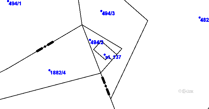 Parcela st. 137 v KÚ Slavče, Katastrální mapa