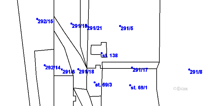 Parcela st. 138 v KÚ Slavče, Katastrální mapa