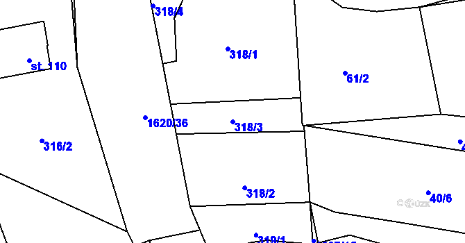 Parcela st. 318/3 v KÚ Slavče, Katastrální mapa