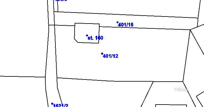 Parcela st. 401/12 v KÚ Slavče, Katastrální mapa