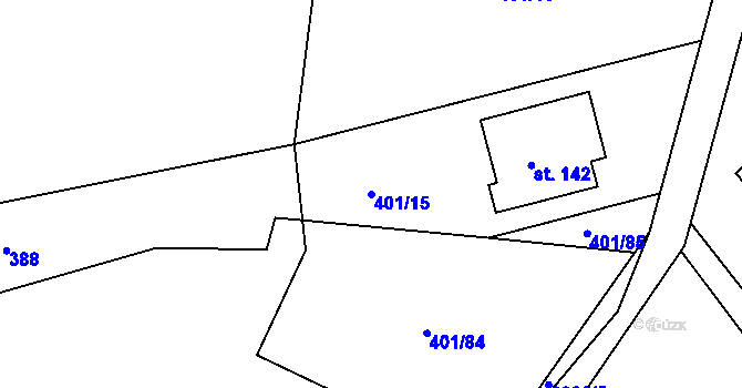 Parcela st. 401/15 v KÚ Slavče, Katastrální mapa