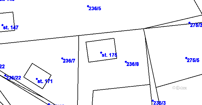 Parcela st. 175 v KÚ Slavče, Katastrální mapa