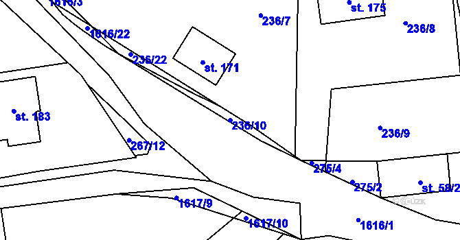 Parcela st. 236/10 v KÚ Slavče, Katastrální mapa