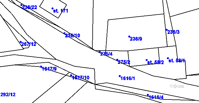 Parcela st. 275/4 v KÚ Slavče, Katastrální mapa