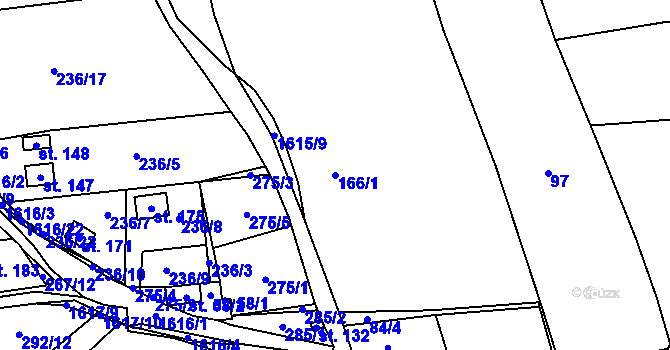 Parcela st. 166/1 v KÚ Slavče, Katastrální mapa