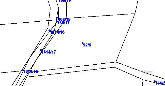 Parcela st. 92/5 v KÚ Slavče, Katastrální mapa