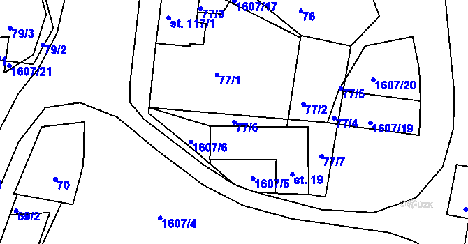 Parcela st. 77/6 v KÚ Slavče, Katastrální mapa