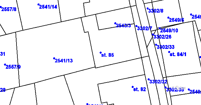 Parcela st. 85 v KÚ Vrábče, Katastrální mapa