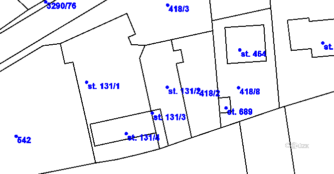 Parcela st. 131/2 v KÚ Vrábče, Katastrální mapa