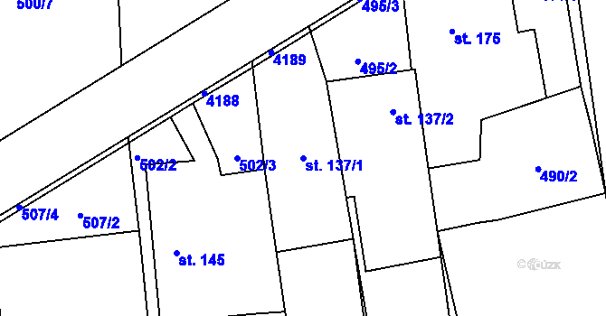 Parcela st. 137/1 v KÚ Vrábče, Katastrální mapa