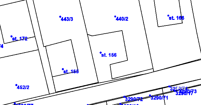 Parcela st. 156 v KÚ Vrábče, Katastrální mapa