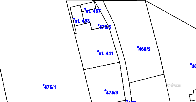 Parcela st. 441 v KÚ Vrábče, Katastrální mapa