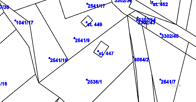 Parcela st. 447 v KÚ Vrábče, Katastrální mapa