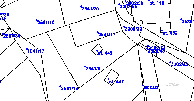 Parcela st. 449 v KÚ Vrábče, Katastrální mapa