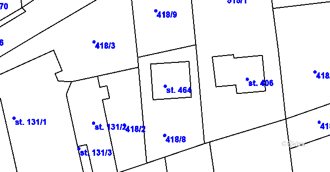 Parcela st. 464 v KÚ Vrábče, Katastrální mapa