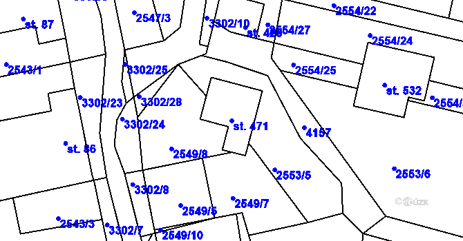 Parcela st. 471 v KÚ Vrábče, Katastrální mapa