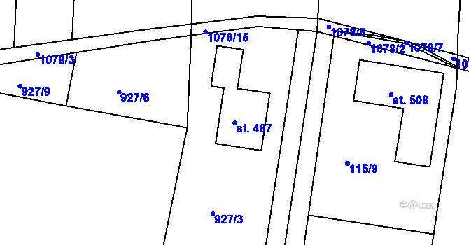 Parcela st. 487 v KÚ Vrábče, Katastrální mapa