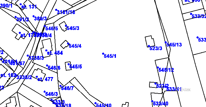 Parcela st. 545/1 v KÚ Vrábče, Katastrální mapa
