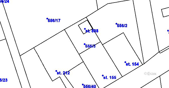 Parcela st. 556/3 v KÚ Vrábče, Katastrální mapa