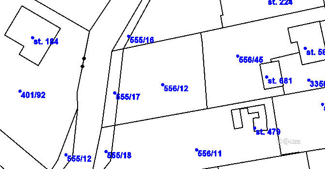 Parcela st. 556/12 v KÚ Vrábče, Katastrální mapa