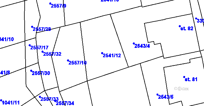 Parcela st. 2541/12 v KÚ Vrábče, Katastrální mapa