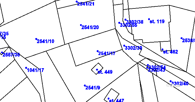 Parcela st. 2541/17 v KÚ Vrábče, Katastrální mapa