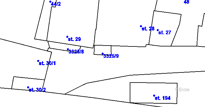 Parcela st. 3325/9 v KÚ Vrábče, Katastrální mapa