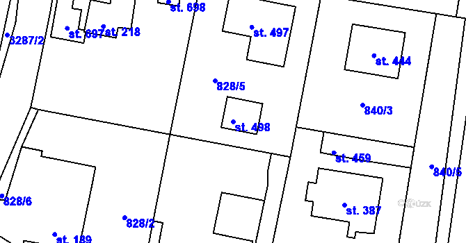 Parcela st. 498 v KÚ Vrábče, Katastrální mapa