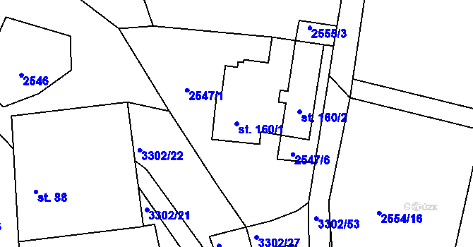 Parcela st. 160/1 v KÚ Vrábče, Katastrální mapa