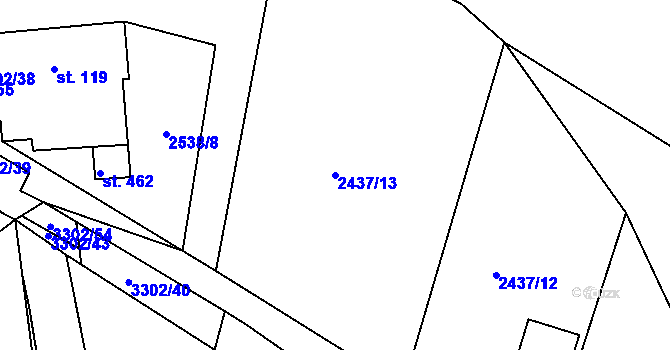 Parcela st. 2437/13 v KÚ Vrábče, Katastrální mapa