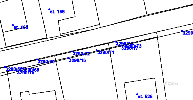 Parcela st. 3290/71 v KÚ Vrábče, Katastrální mapa