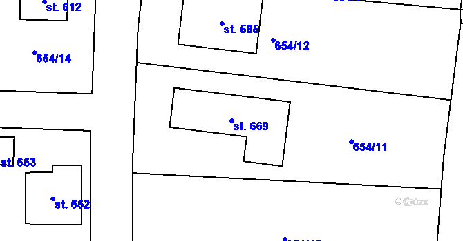 Parcela st. 669 v KÚ Vrábče, Katastrální mapa