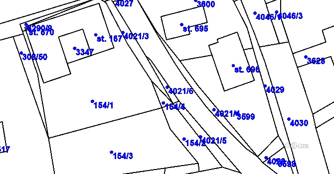 Parcela st. 4021/6 v KÚ Vrábče, Katastrální mapa