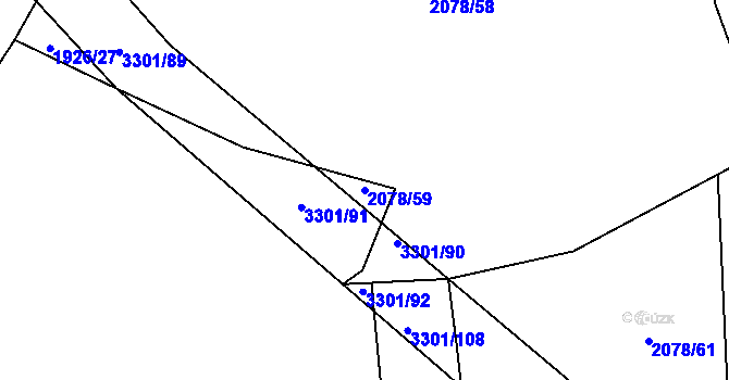 Parcela st. 2078/59 v KÚ Zahorčice u Vrábče, Katastrální mapa