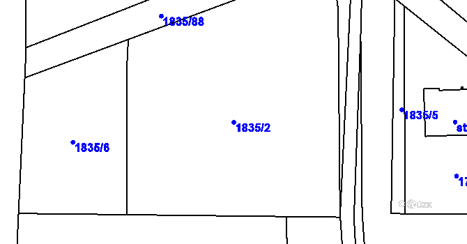 Parcela st. 1835/2 v KÚ Zahorčice u Vrábče, Katastrální mapa