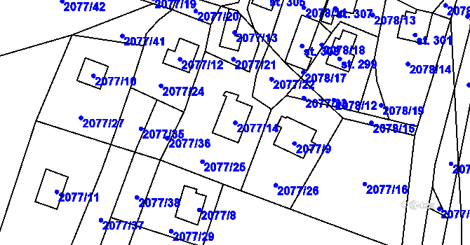 Parcela st. 2077/14 v KÚ Zahorčice u Vrábče, Katastrální mapa