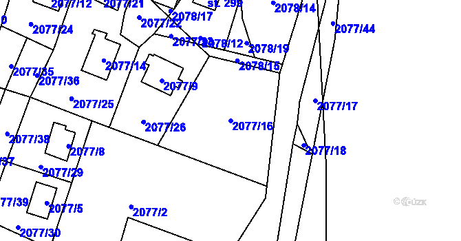 Parcela st. 2077/16 v KÚ Zahorčice u Vrábče, Katastrální mapa