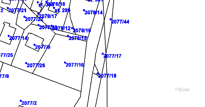 Parcela st. 2077/17 v KÚ Zahorčice u Vrábče, Katastrální mapa