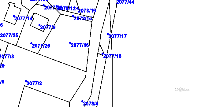 Parcela st. 2077/18 v KÚ Zahorčice u Vrábče, Katastrální mapa